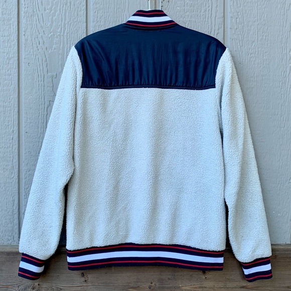 Champion sherpa color block jersey style zip up sporty jacket sweater - Picture 10 of 16
